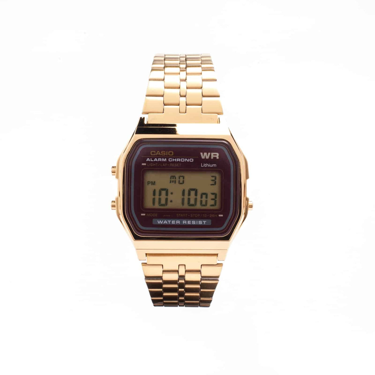Casio Digital Vintage Clásico Unisex con Pulsera de Metal y Cronómetro – A-159WGEA-5