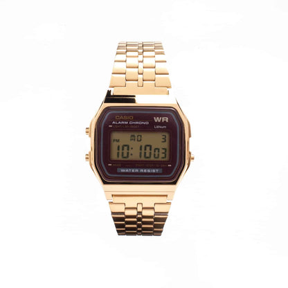 Casio Digital Vintage Clásico Unisex con Pulsera de Metal y Cronómetro – A-159WGEA-5