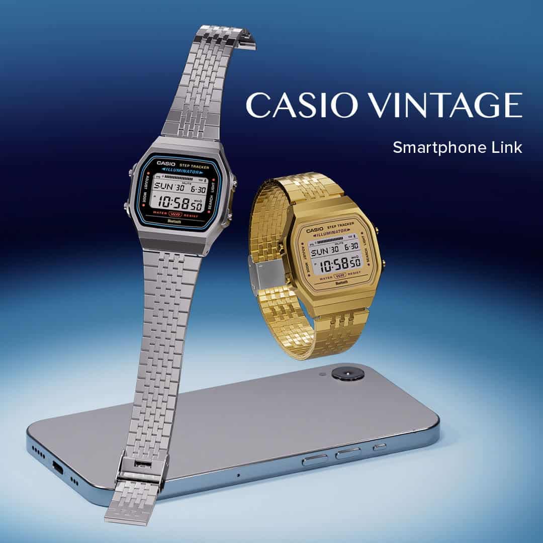 Casio vintage Bluetooth unisex pulsera de acero inoxidable – ABL-100WEG-9A