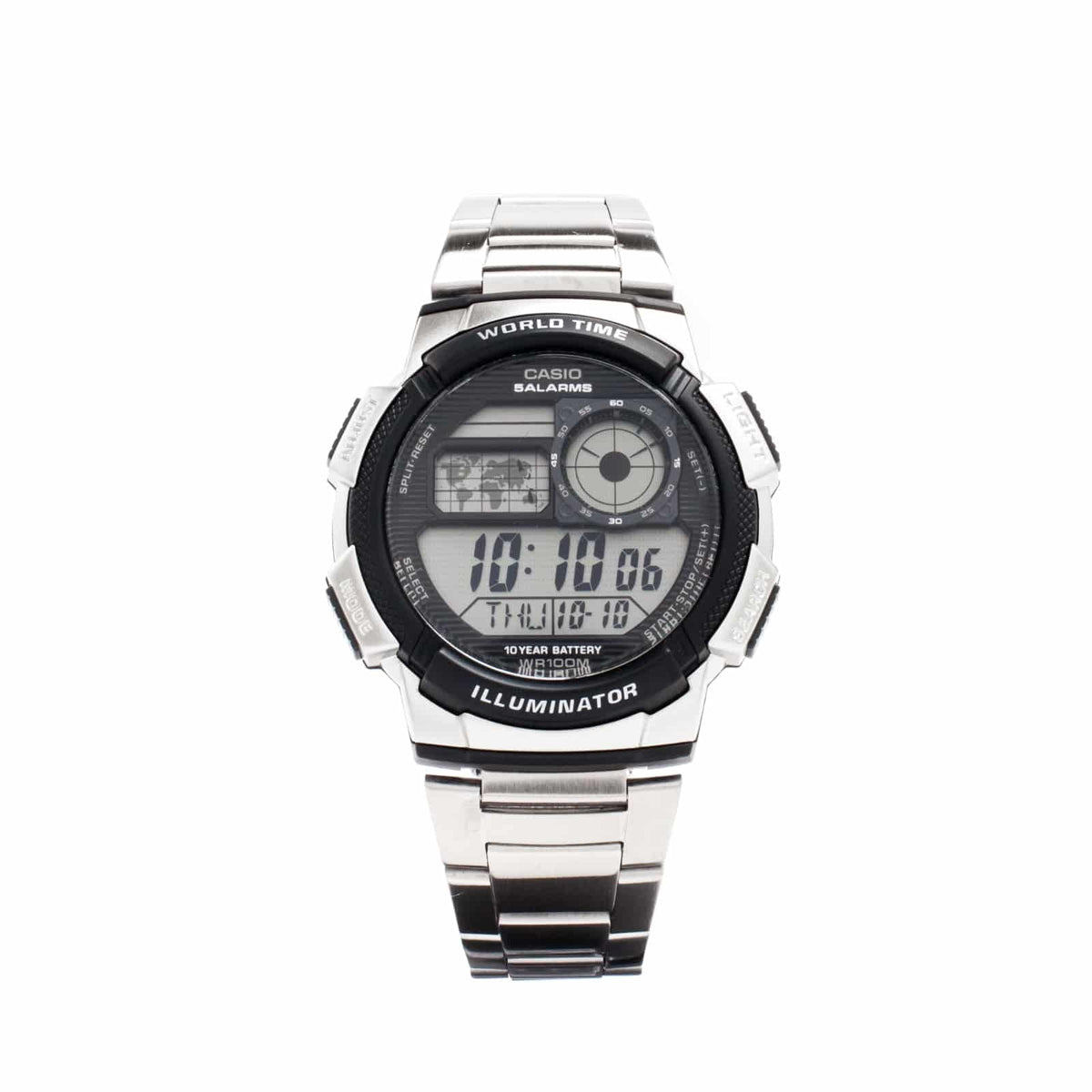 Casio para Hombre, Illuminator Hora Mundial 10 Años de Batería – AE-1000WD-1AV