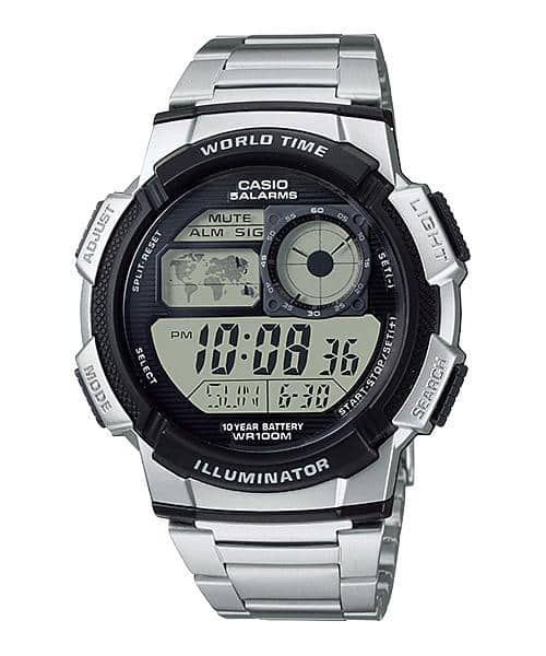 Casio para Hombre, Illuminator Hora Mundial 10 Años de Batería – AE-1000WD-1AV