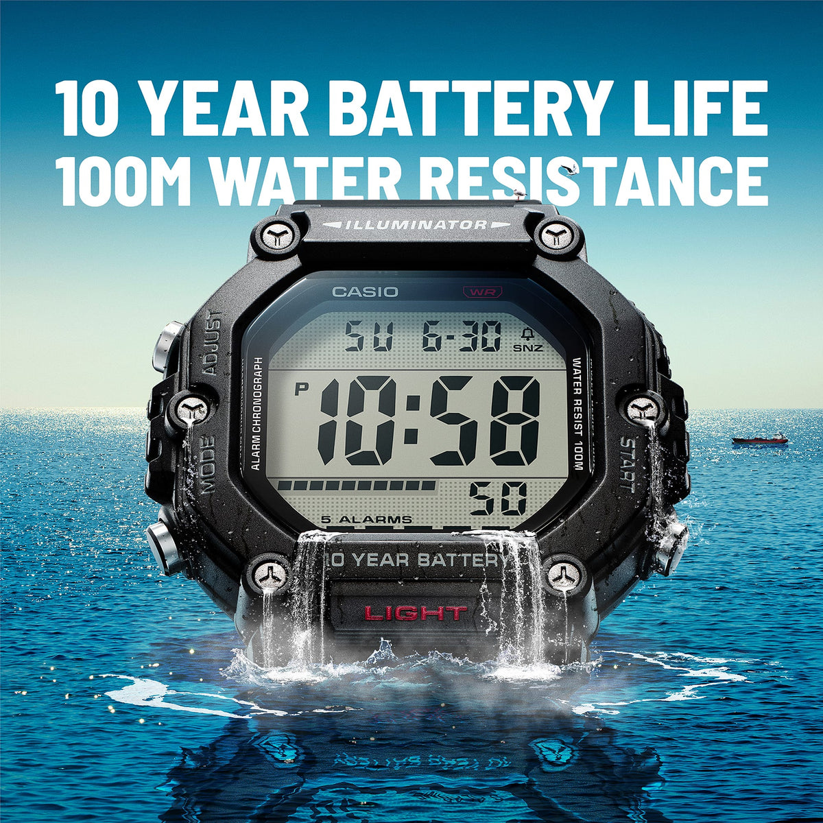 Casio unisex pulsera de caucho 10 años de batería – AE-1600H-1AV
