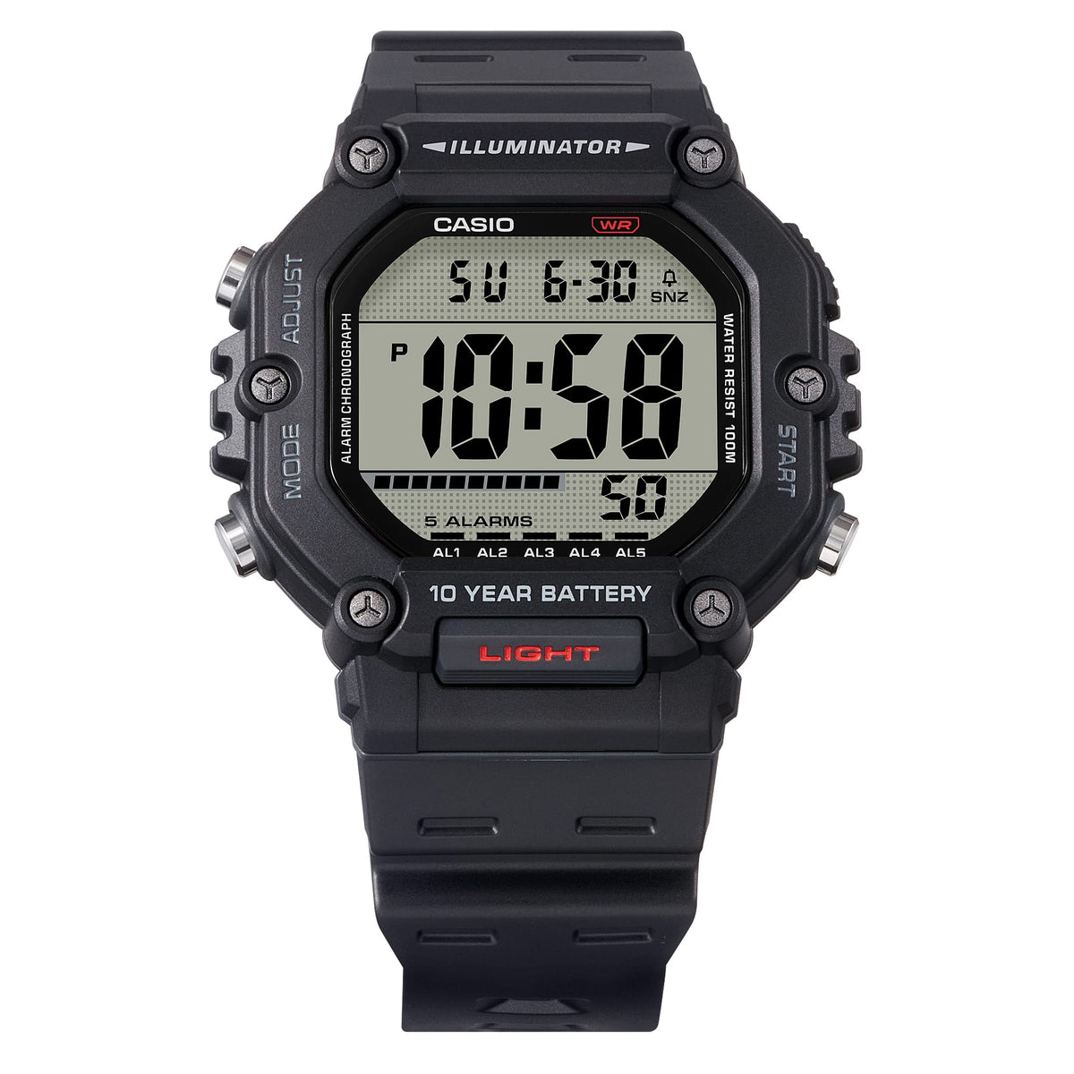 Casio unisex pulsera de caucho 10 años de batería – AE-1600H-1AV