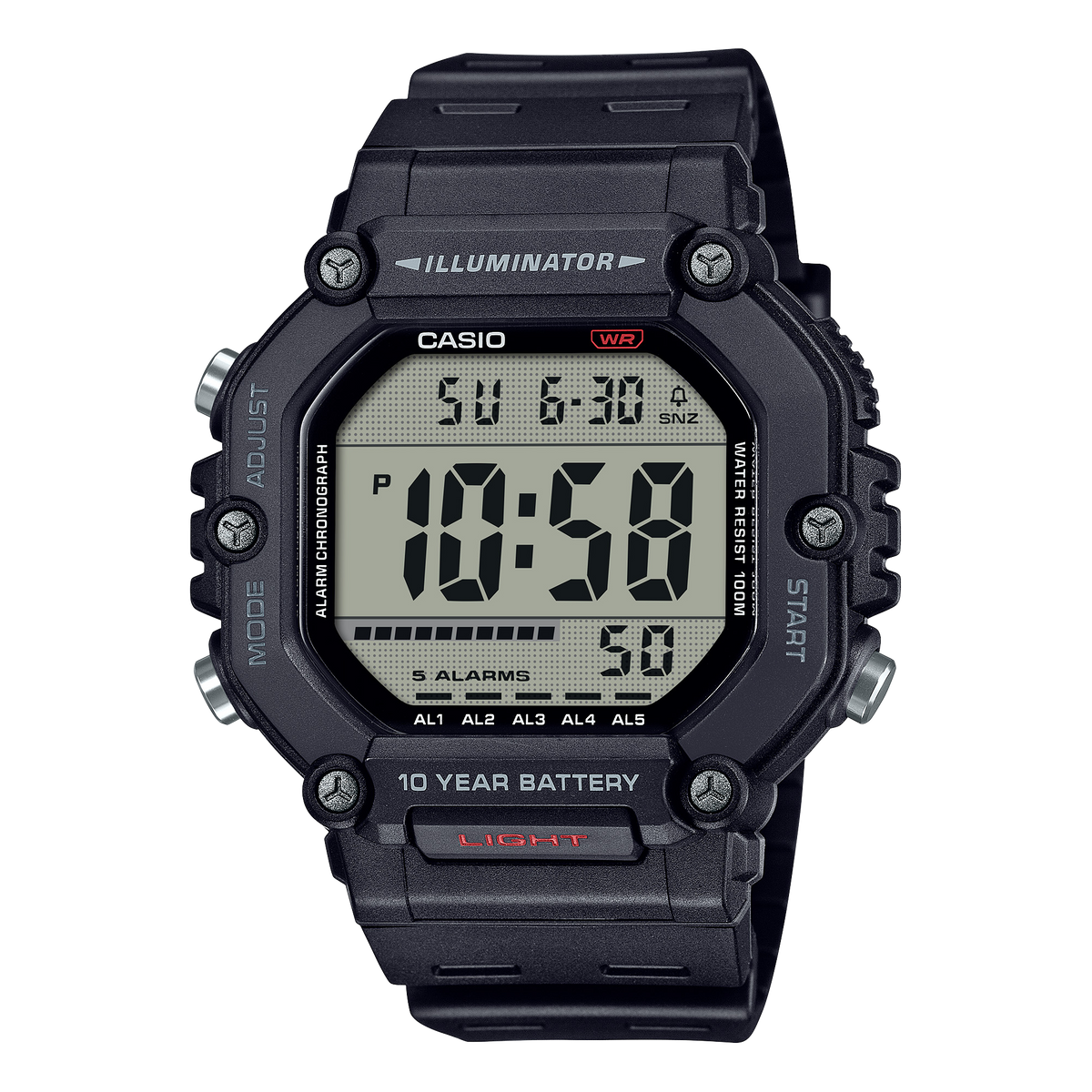Casio unisex pulsera de caucho 10 años de batería – AE-1600H-1AV