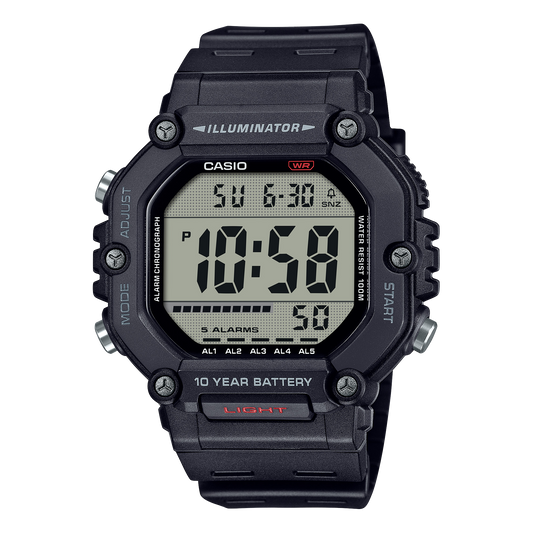 Casio unisex pulsera de caucho 10 años de batería – AE-1600H-1AV