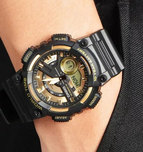 Casio para Hombre, Hora Mundial, Telememo 30, 10 Años de Batería – AEQ-110BW-9AV