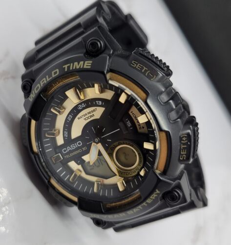 Casio para Hombre, Hora Mundial, Telememo 30, 10 Años de Batería – AEQ-110BW-9AV