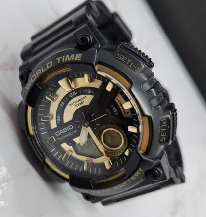 Casio para Hombre, Hora Mundial, Telememo 30, 10 Años de Batería – AEQ-110BW-9AV