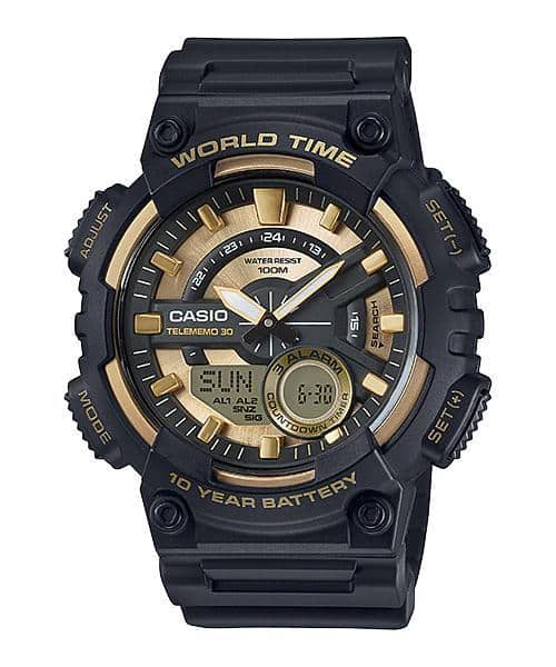 Casio para Hombre, Hora Mundial, Telememo 30, 10 Años de Batería – AEQ-110BW-9AV