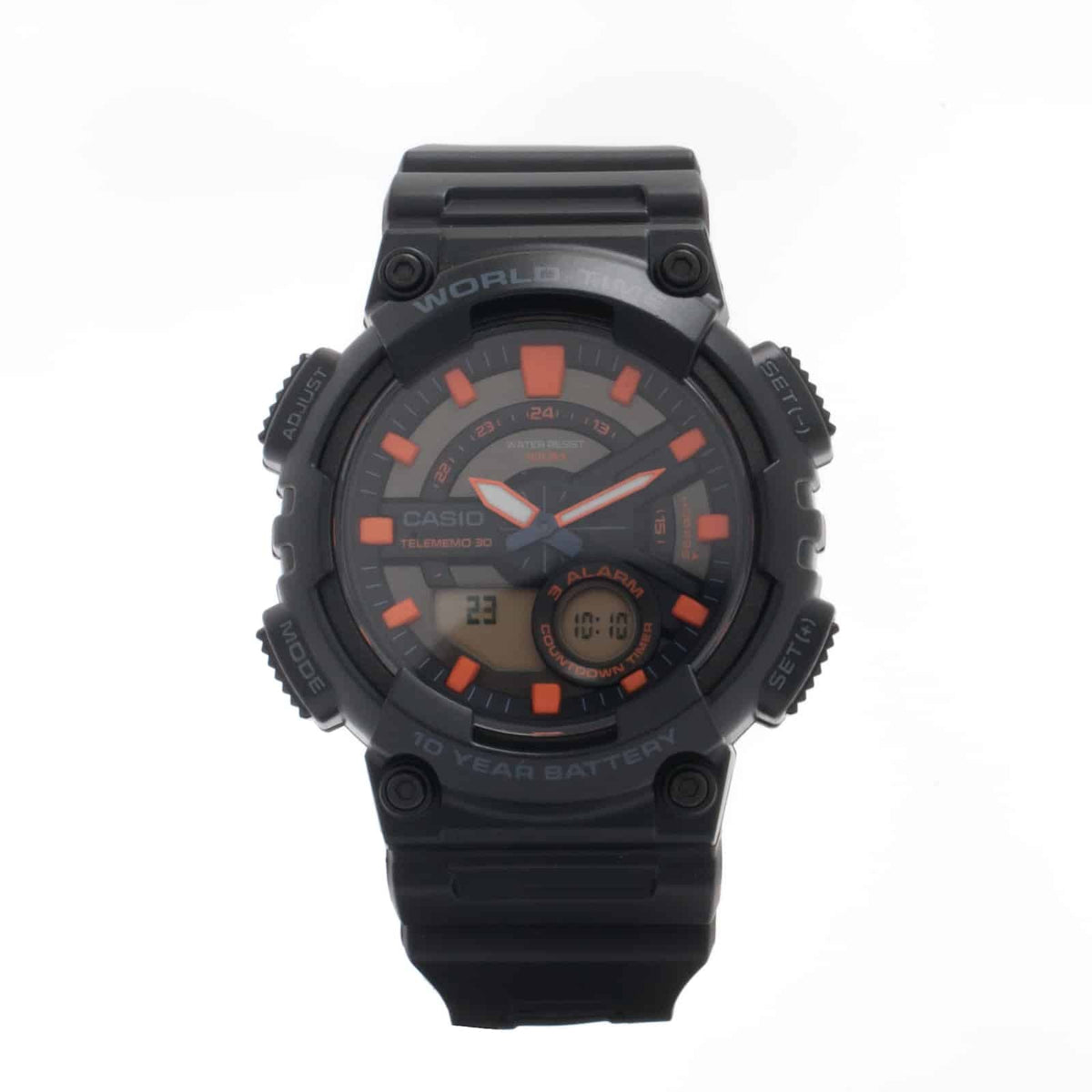 Casio para Hombre, Hora Mundial, Telememo 30, 10 Años de Batería – AEQ-110W-1A2V