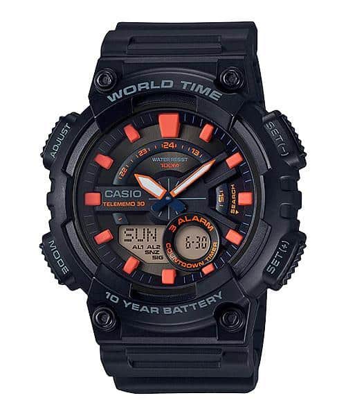 Casio para Hombre, Hora Mundial, Telememo 30, 10 Años de Batería – AEQ-110W-1A2V