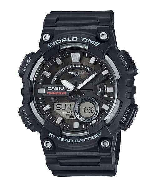 Casio para Hombre, Hora Mundial, Telememo 30, 10 Años de Batería – AEQ-110W-1AV