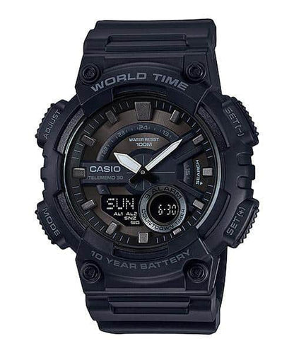 Casio para Hombre, Hora Mundial, Telememo 30, 10 Años de Batería – AEQ-110W-1BV