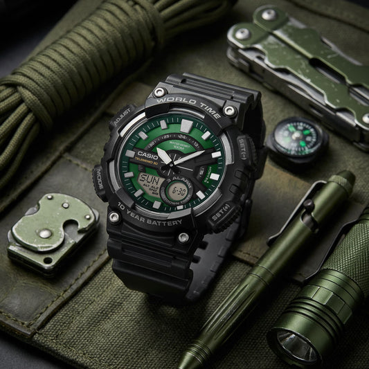 Casio de hombre correa de silicona – AEQ-110W-3A2V