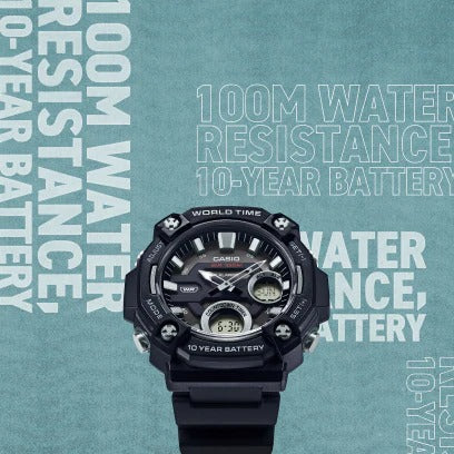 Casio para Hombre, Hora Mundial 10 Años de Batería – AEQ-120W-1AV