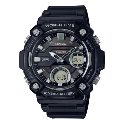 Casio para Hombre, Hora Mundial 10 Años de Batería – AEQ-120W-1AV