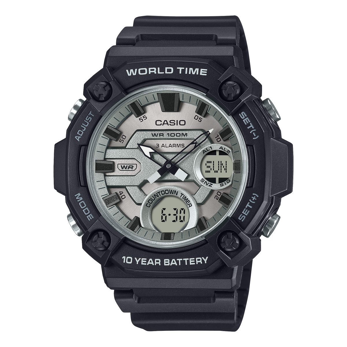 Casio de hombre pulsera de resina 10 años de batería – AEQ-120W-7AV