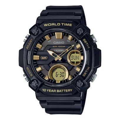 Casio para Hombre, Hora Mundial 10 Años de Batería – AEQ-120W-9AV