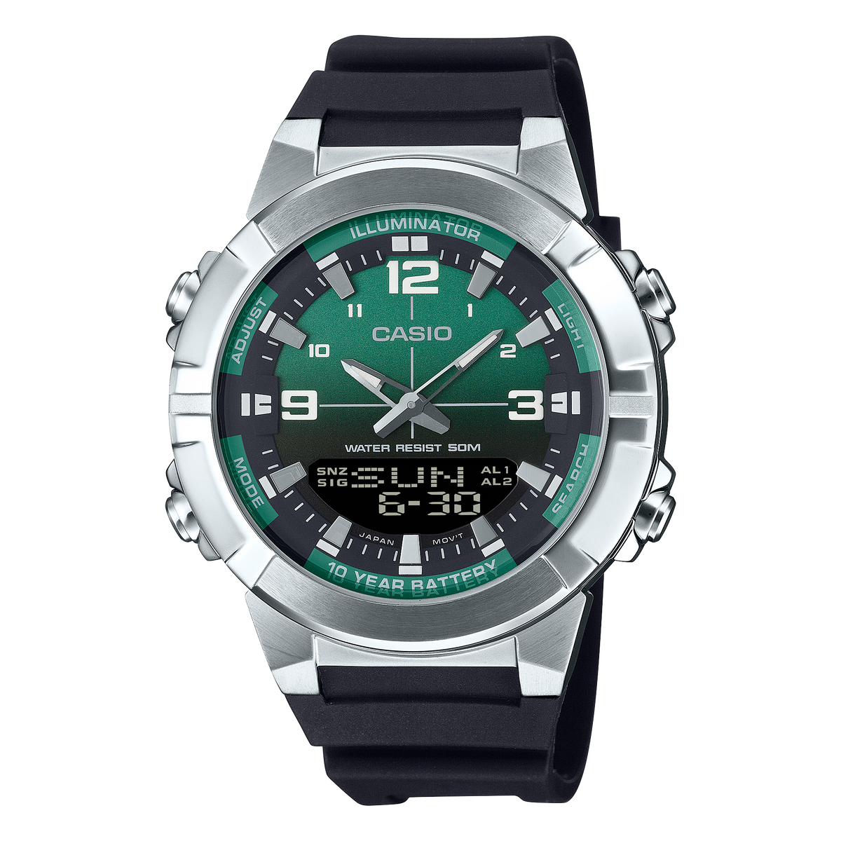 Casio Doble hora correa de caucho – AMW-870A-3AV