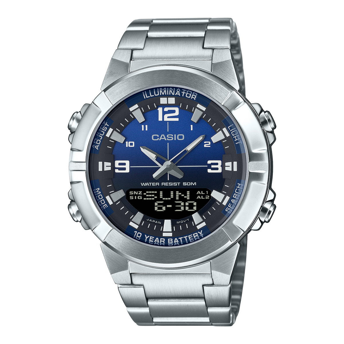 Casio doble hora pulsera de metal para hombre – AMW-870DA-2A1V