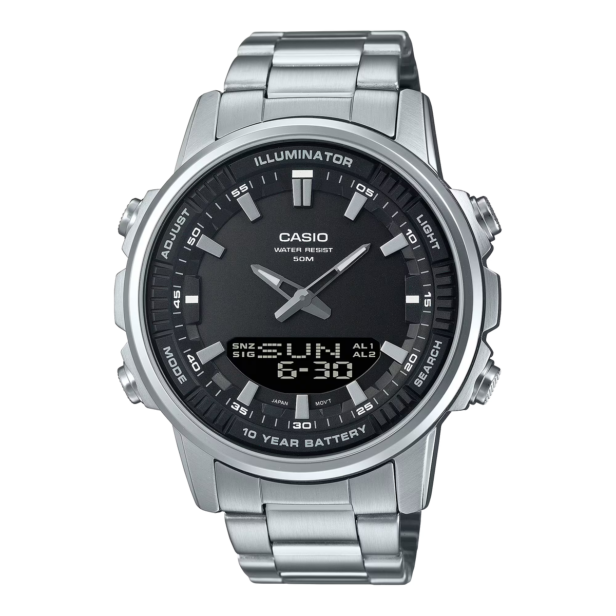 Casio de hombre correa de metal doble hora – AMW-880D-1AV