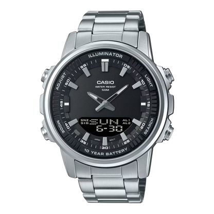 Casio de hombre correa de metal doble hora – AMW-880D-1AV