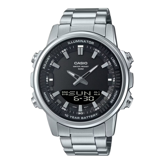 Casio de hombre correa de metal doble hora – AMW-880D-1AV