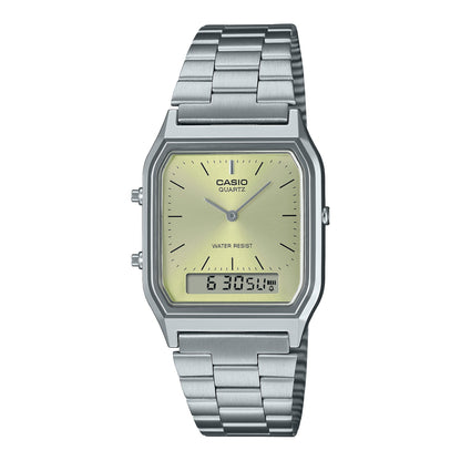 Casio Unisex pulsera de metal doble hora – AQ-230A-9A