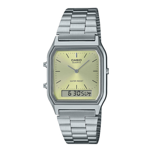 Casio Unisex pulsera de metal doble hora – AQ-230A-9A