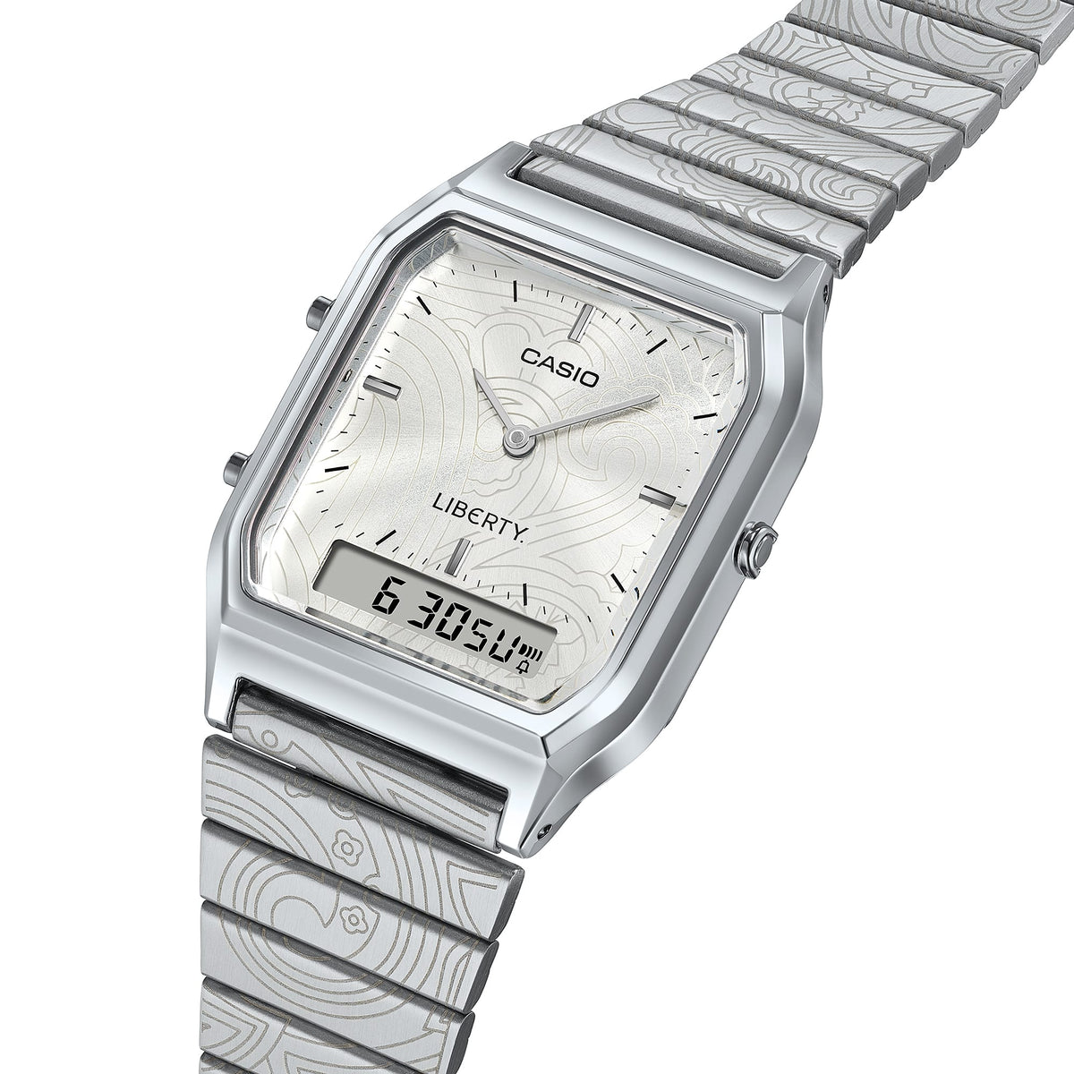 Casio x Liberty unisex correa de metal doble hora – AQ-230ELT-7A