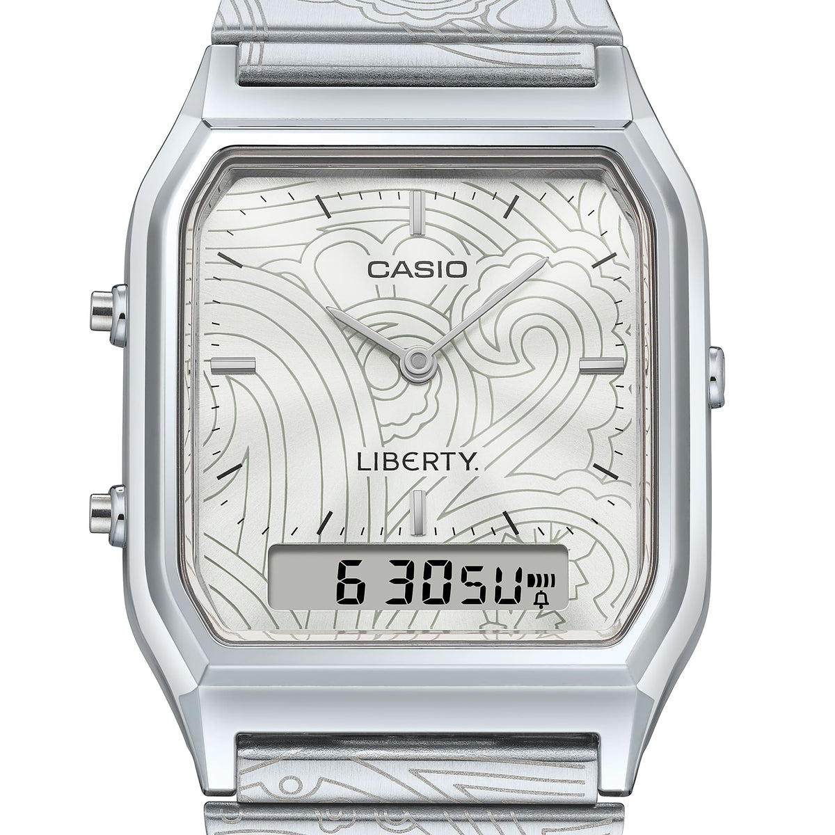 Casio x Liberty unisex correa de metal doble hora – AQ-230ELT-7A