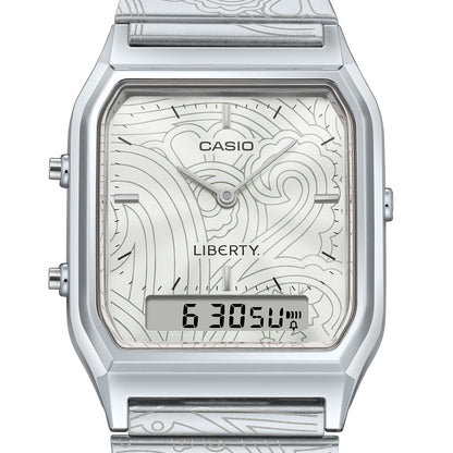 Casio x Liberty unisex correa de metal doble hora – AQ-230ELT-7A