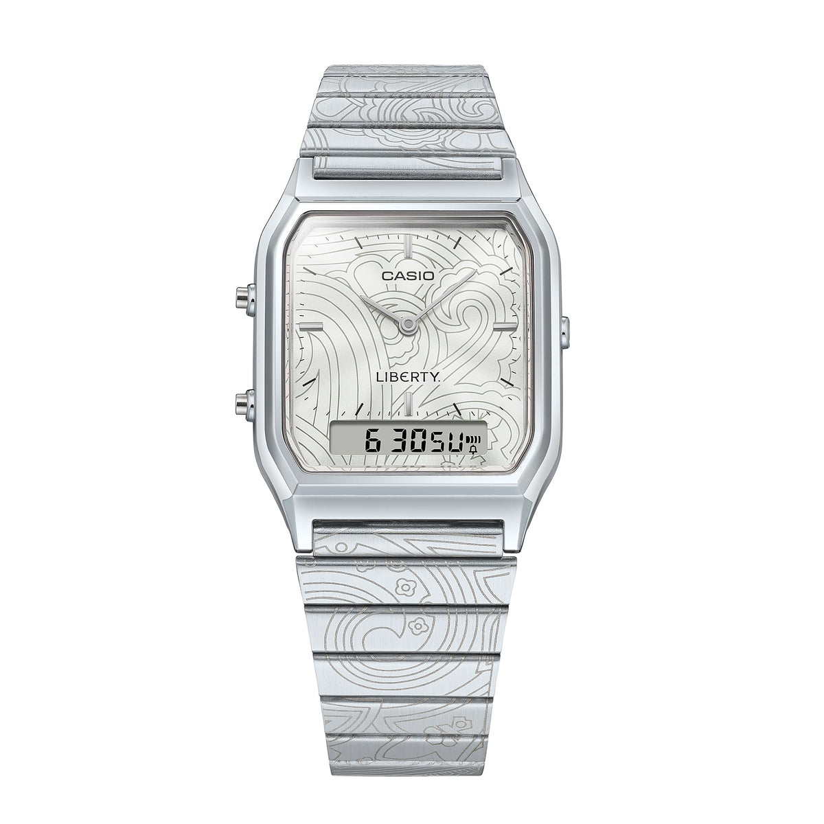 Casio x Liberty unisex correa de metal doble hora – AQ-230ELT-7A