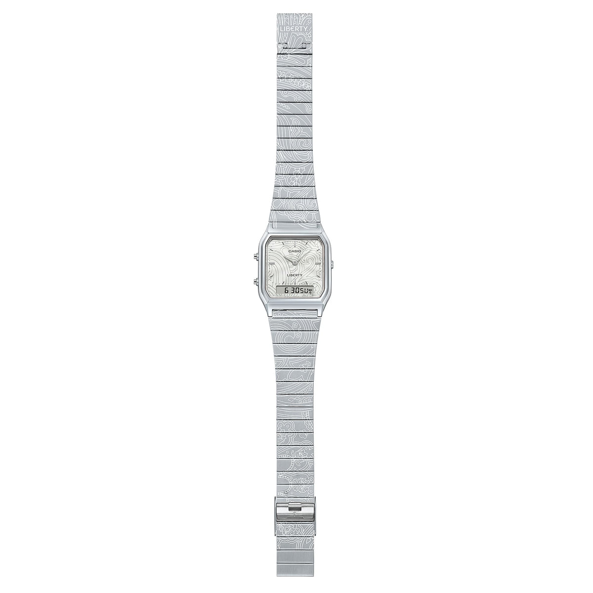 Casio x Liberty unisex correa de metal doble hora – AQ-230ELT-7A