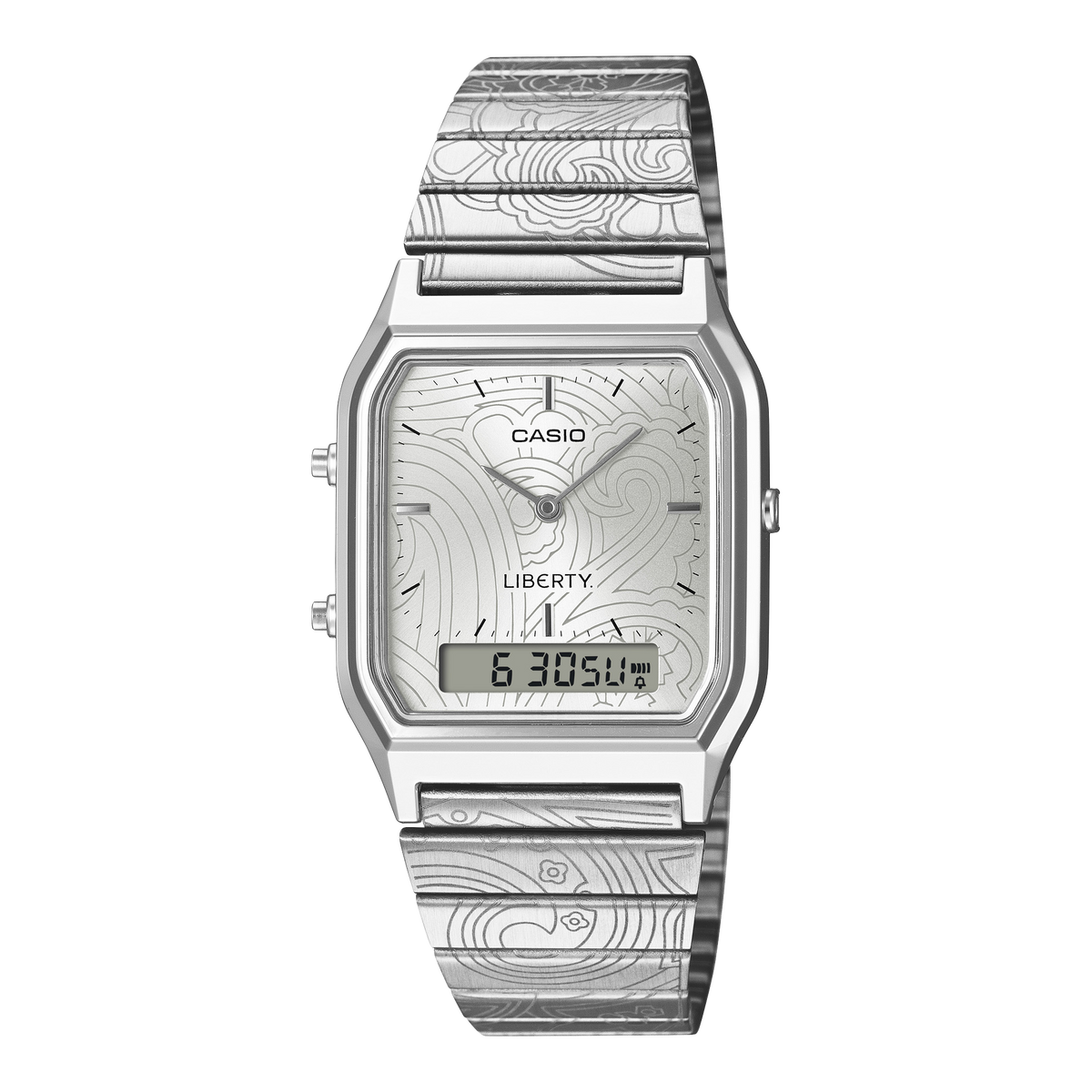 Casio x Liberty unisex correa de metal doble hora – AQ-230ELT-7A