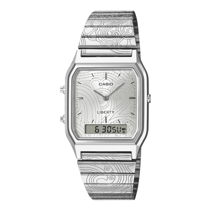 Casio x Liberty unisex correa de metal doble hora – AQ-230ELT-7A