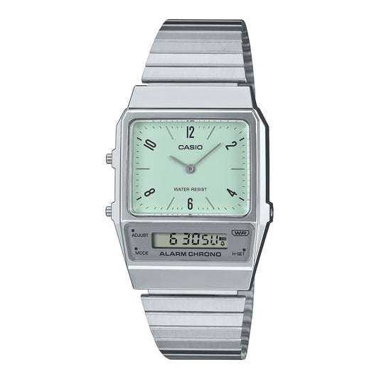 Casio Vintage Clásico para Hombre y Mujer con Pulsera de Metal y Doble Hora – AQ-800E-3A