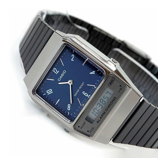 Casio Vintage Clásico Unisex con Pulsera de Metal y Doble Hora – AQ-800EB-2A