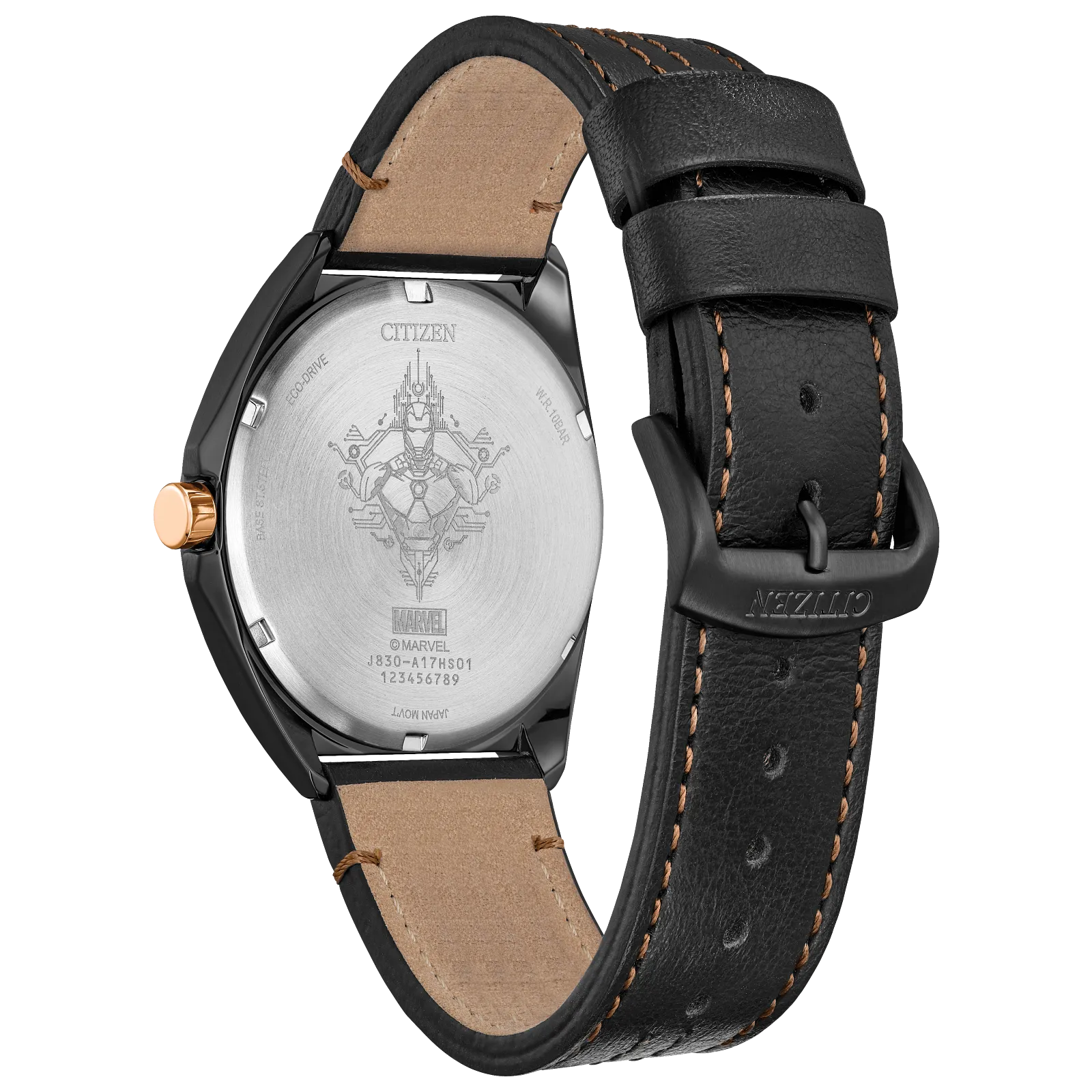 Citizen Tony Stark Iron Man Edición Marvel de caballero pulsera de cuero Eco-drive – AW2075-05W