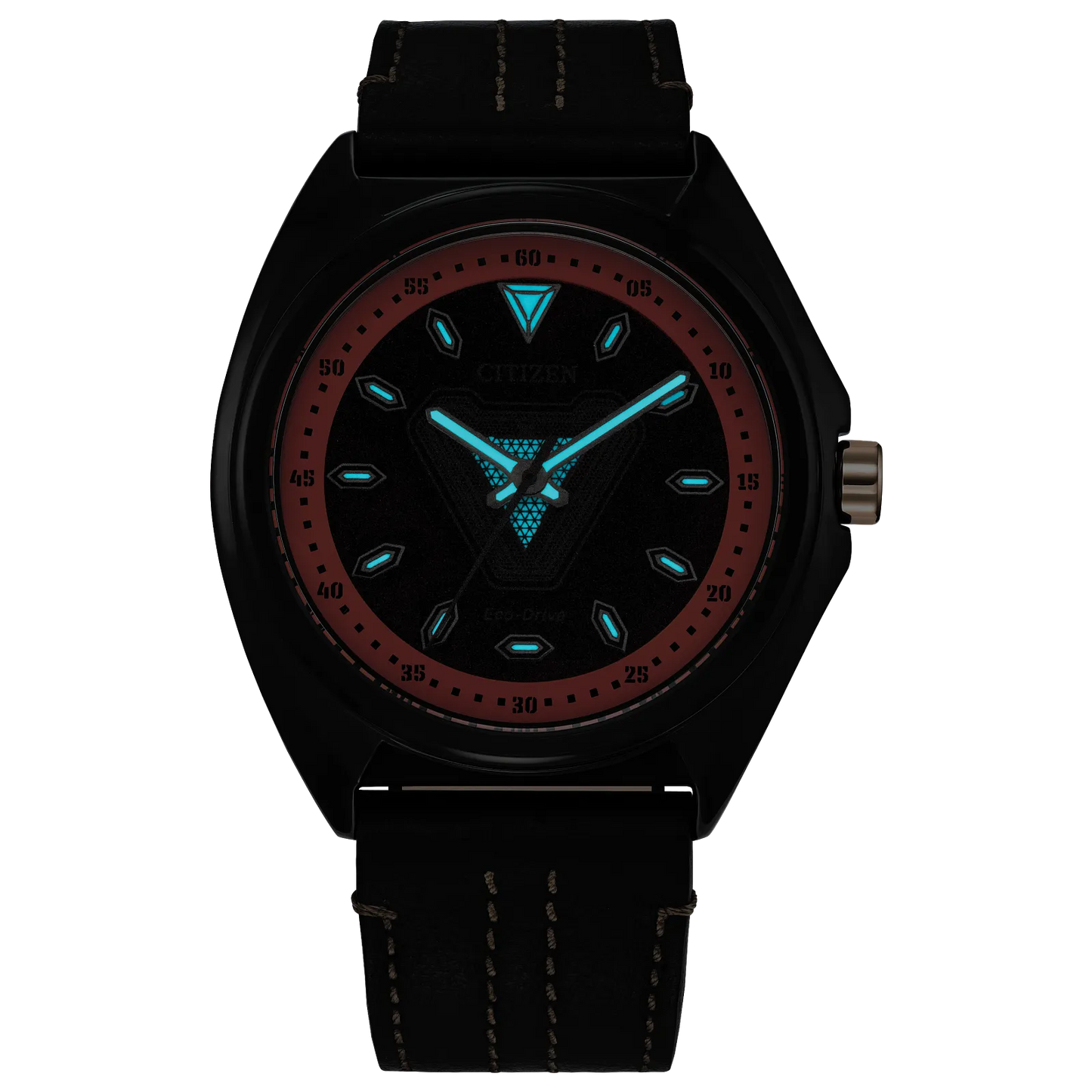 Citizen Tony Stark Iron Man Edición Marvel de caballero pulsera de cuero Eco-drive – AW2075-05W