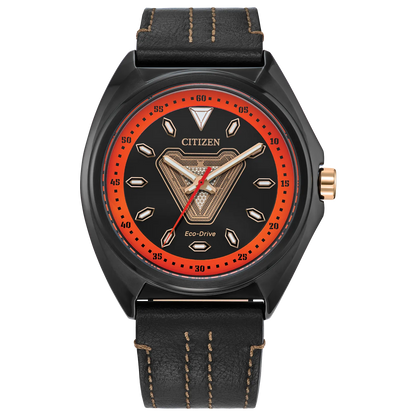 Citizen Tony Stark Iron Man Edición Marvel de caballero pulsera de cuero Eco-drive – AW2075-05W