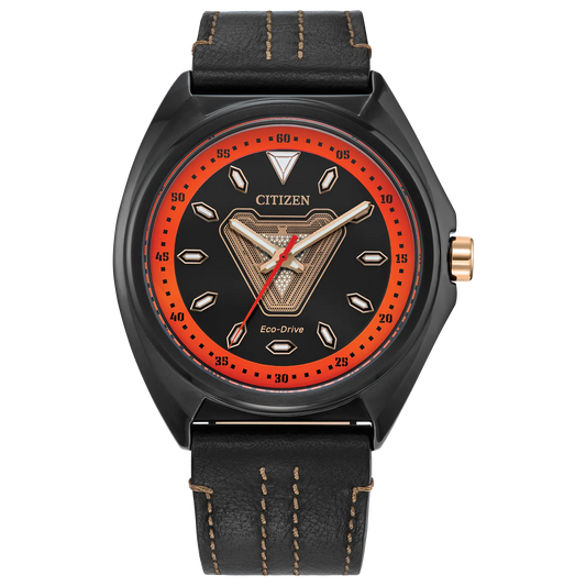 Citizen Tony Stark Iron Man Edición Marvel de caballero pulsera de cuero Eco-drive – AW2075-05W