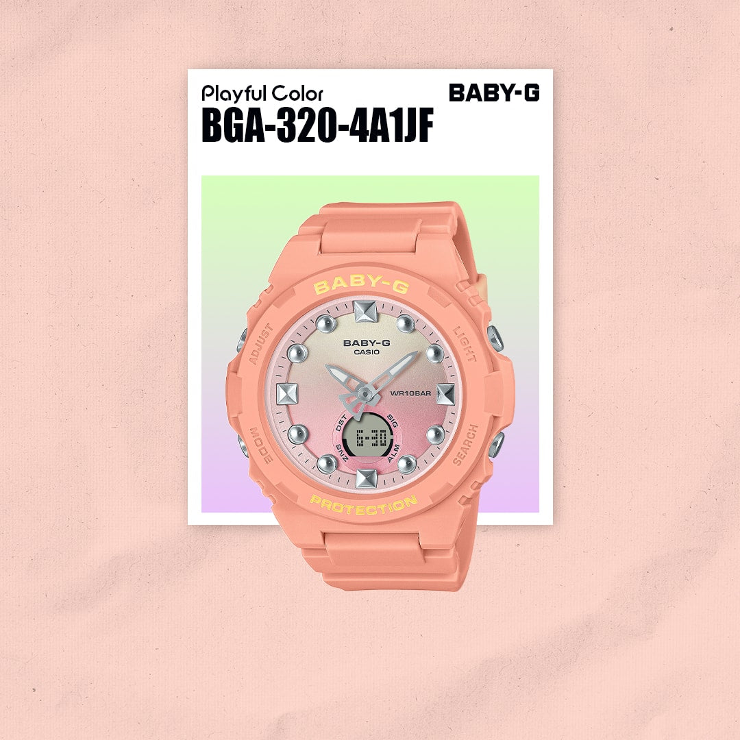 Baby-G para señorita pulsera de caucho doble hora – BGA-320-4A1