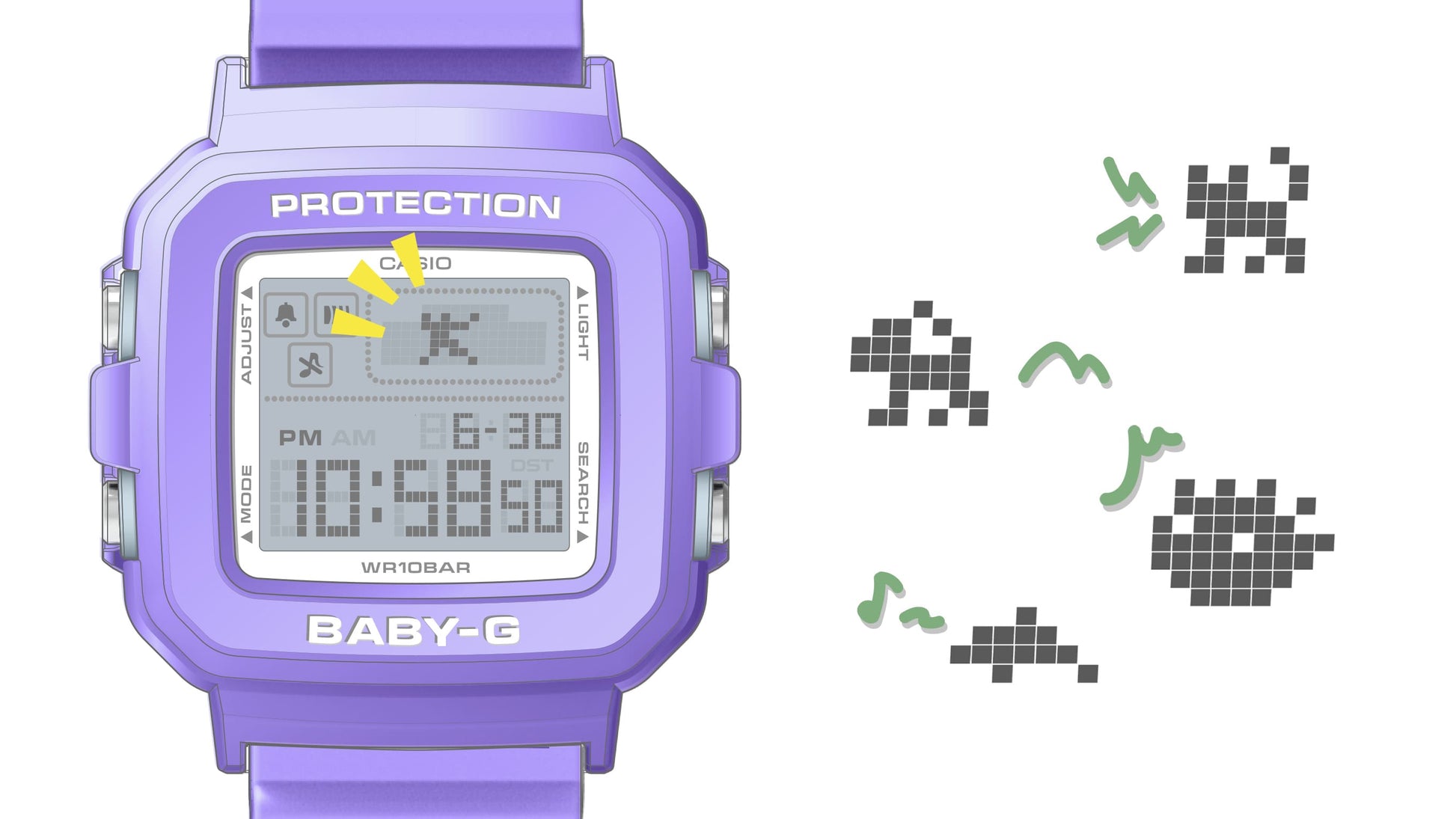 Baby-G Digital para Dama Correa de Caucho – BGD-10K-6