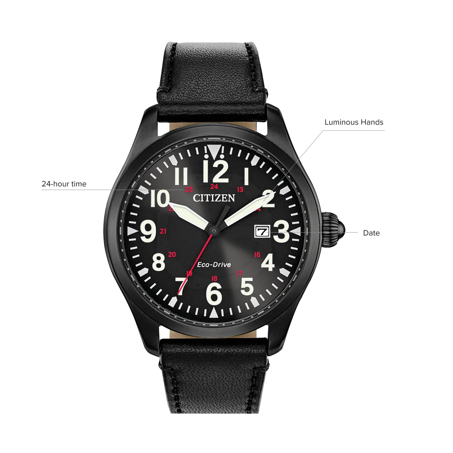 Citizen Garrison Eco-drive de hombre pulsera de cuero – BM6835-15E
