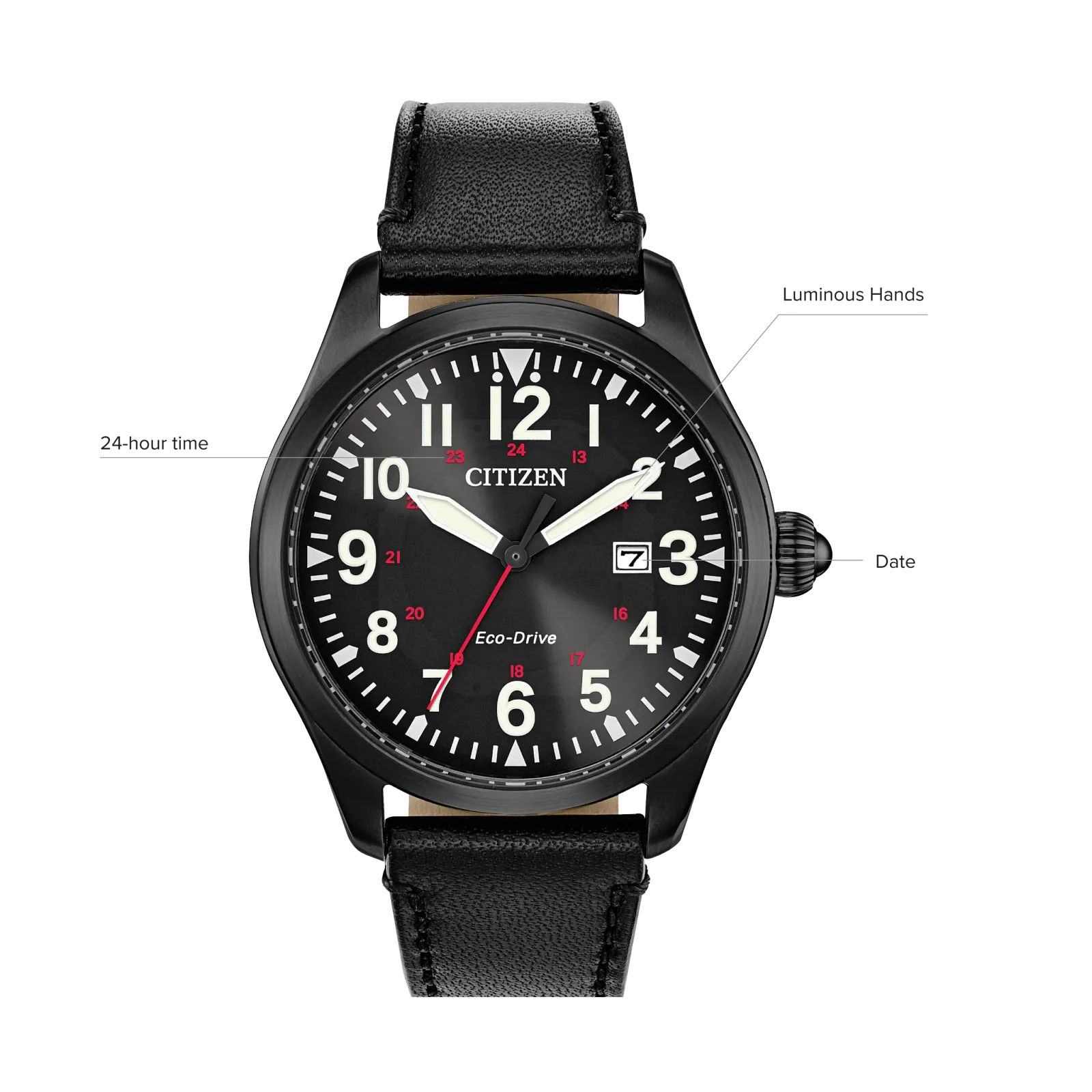 Citizen Garrison Eco-drive de hombre pulsera de cuero – BM6835-15E