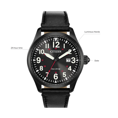 Citizen Garrison Eco-drive de hombre pulsera de cuero – BM6835-15E