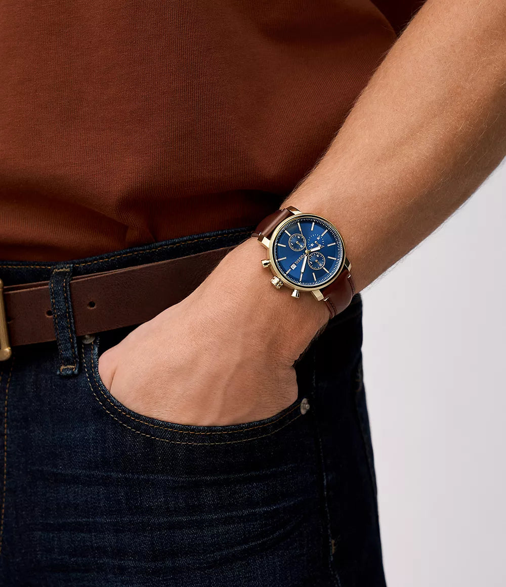 Fossil Rhett de hombre pulsera de cuero – BQ2848