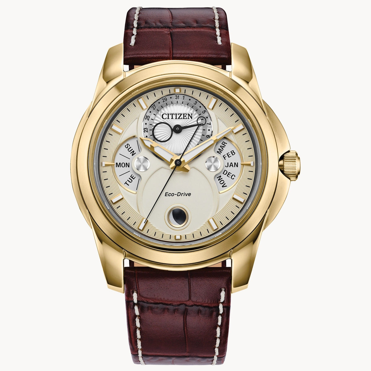 Citizen de hombre correa cuero Eco-Drive Moonphase – BU0082-06P