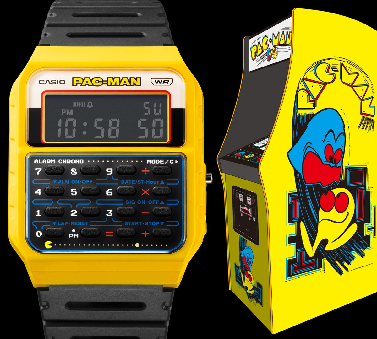 Casio unisex pulsera de caucho Pac-Man – CA-53WPC-1B